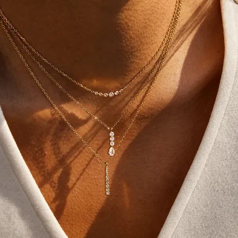 Parure de Bijoux en Acier Inoxydable avec Strass pour Femme Mode Occidentale Collier Pendentif Barre et Boucles d'Oreilles