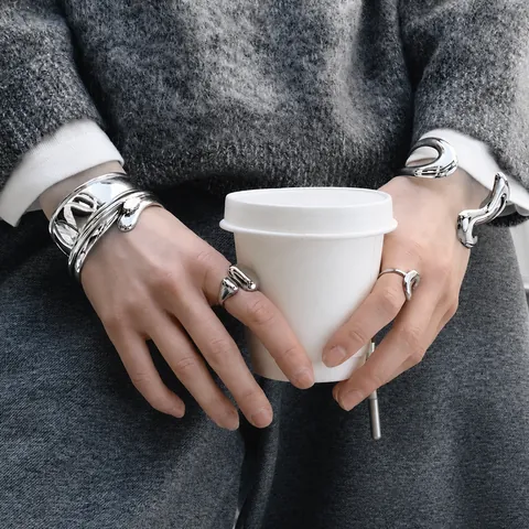 Minimalist Stainless Steel Zircon Bangle For Women Waterproof Hypoallergenic Open Bangle Bracelet And Ring Jewelry