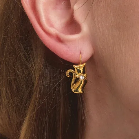 Edelstahl Katze Geformt Ohrstecker Und Anhänger Halskette Set Gold Strass Tier Schmuck Für Damen Täglich Dating Geschenk