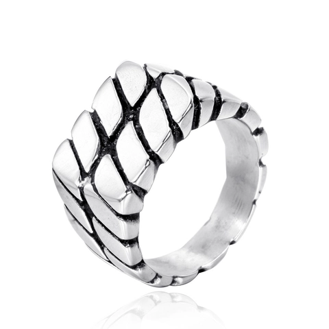Industrieller Edelstahl Herrenring Retro Gebürstetes Reifenprofilmuster Punk Bandring Einfacher Modeschmuck Accessoire