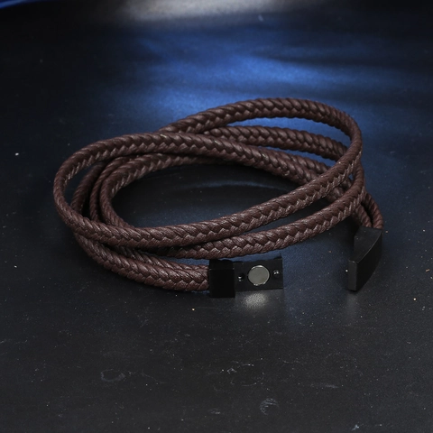Herren Vintage Mehrlagiges Geflochtenes Lederarmband Edelstahl Magnetverschluss Braun Casual Fashion Style Armreif Schmuck