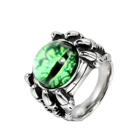 Anello in Acciaio Inossidabile con Artiglio di Drago e Malocchio per Uomo Punk Gotico Artiglio di Aquila con Occhio di Vetro Multicolore