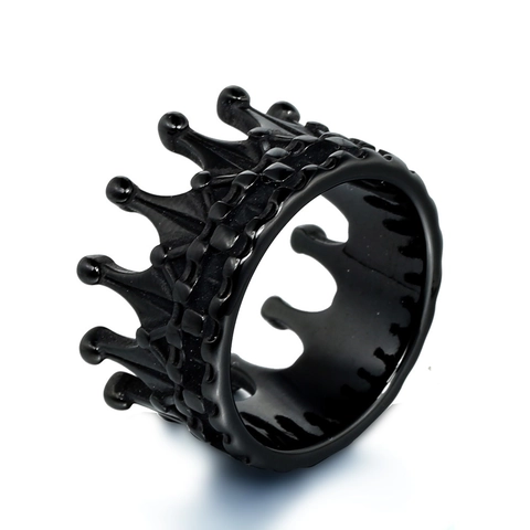 Anello Corona in Acciaio Inossidabile Vintage per Uomo Donna Punk Motivo a Croce Anello a Fascia Oro Nero Argento Gioielli