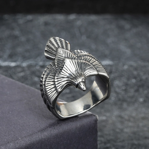 Vintage Eagle Stainless Steel Ring Retro Distressed Wing Punk Rock Biker Band Ring For Men Gothic Fashion Jewelry