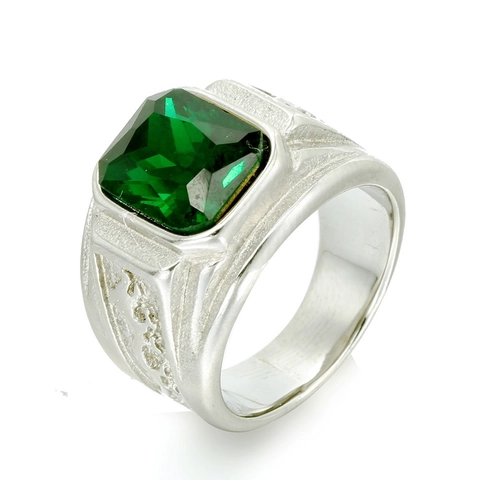 Bague Homme Vintage en Acier Inoxydable Avec Grand Strass Carré Incrusté Relief Géométrique Bijoux Polis Cadeau Accessoire