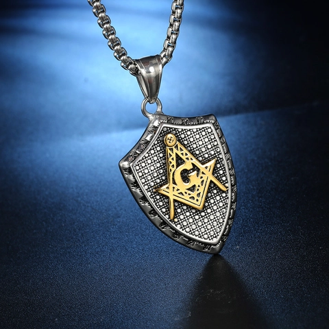 Stainless Steel Freemasonry Shield Pendant Only Without Chain Retro Hip Hop Compass Square G Symbol Pendant For Men Women