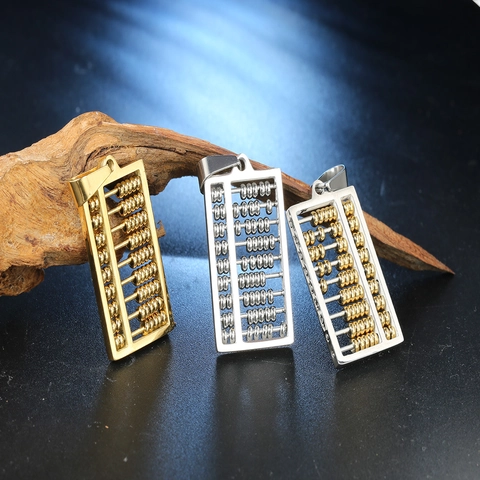 Colgante de Ábaco de Acero Inoxidable Minimalista Con Cuentas Móviles Joyería Tradicional Sin Cadena Para Hombre Mujer