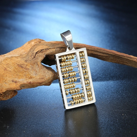 Colgante de Ábaco de Acero Inoxidable Minimalista Con Cuentas Móviles Joyería Tradicional Sin Cadena Para Hombre Mujer