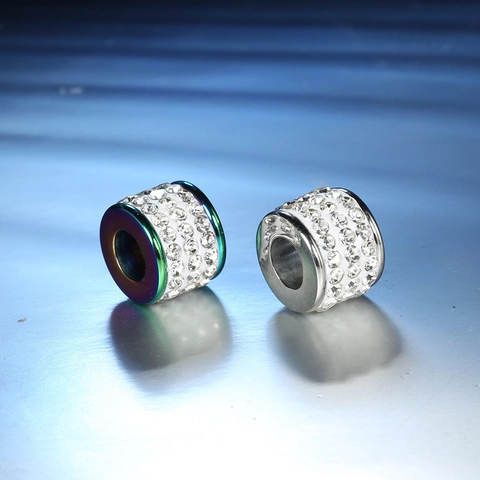 Colgante Cilíndrico de Acero Inoxidable de Moda Solo Sin Cadena con Strass Pavé para Creación de Collares DIY Accesorio de Joyería para Mujer