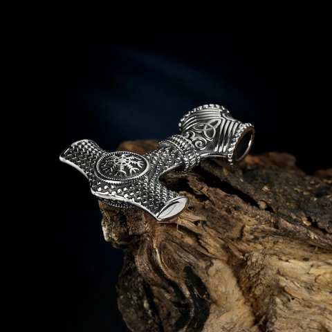 Collana con Ciondolo Martello di Thor Mjolnir Vichingo Nordico in Acciaio Inossidabile Gioielli Punk Vintage da Uomo