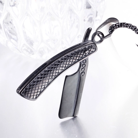 Colgante de Navaja de Acero Inoxidable para Hombre Punk Rock Barbero Cuchilla Colgante Solo Sin Cadena Joyería Industrial