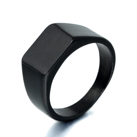 Anillo de Sello Minimalista de Acero Inoxidable para Hombre y Mujer Mate Cepillado Geométrico Cuadrado Anillo de Banda Joyería de Moda Decor