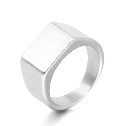 Anillo de Sello Minimalista de Acero Inoxidable para Hombre y Mujer Mate Cepillado Geométrico Cuadrado Anillo de Banda Joyería de Moda Decor