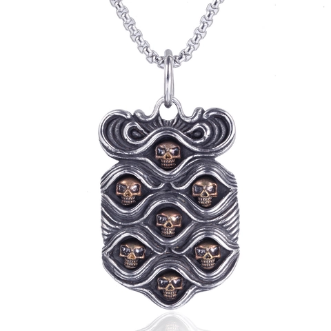 Ciondolo a Teschio in Acciaio Inossidabile Solo Per Uomo Senza Catena Gothic Vintage Scheletro Testa Charm Hip Hop Punk Gioielli