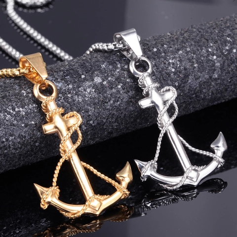 Ciondolo Ancora Nautica in Acciaio Inossidabile Vintage Solo Senza Catena Per Uomo Donna Accessorio Gioielli Moda Oro Argento