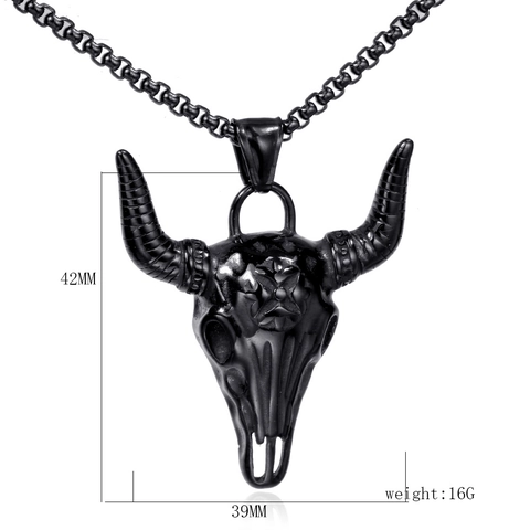 Colgante de Cráneo de Toro de Acero Inoxidable Solo Sin Cadena para Hombre Punk Gótico Biker Accesorio de Acero de Titanio