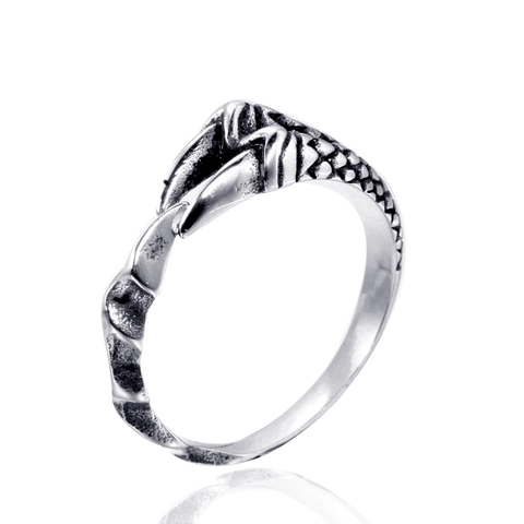 Vintage Punk Dragon Claw Stainless Steel Ring For Men Gothic Scale Pattern Beast Talon Band Ring Distressed Biker Fashion Jewelry