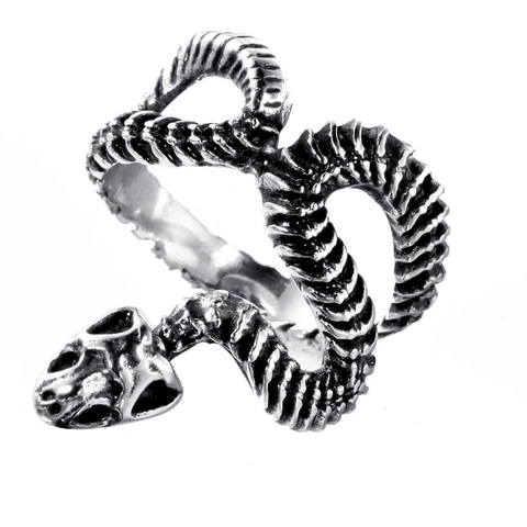 Punk Gothic Snake Skeleton Skull Ring For Men Titanium Steel Vintage Polished Biker Finger Ring Fashion Jewelry Gift
