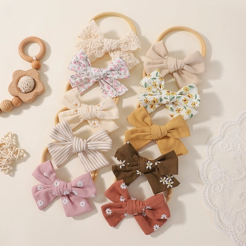 Fasce Per Capelli Con Fiocco Per Neonato Pacchetto Varietà Elastico Morbido Nylon Capelli Per Bambine Accessori Per Capelli