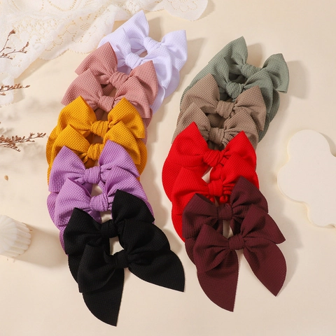 Pinzas para el Cabello con Lazo de Color Sólido para Niñas Tejido de Gofre Accesorios para el Cabello Lindos Pasadores Decorativos