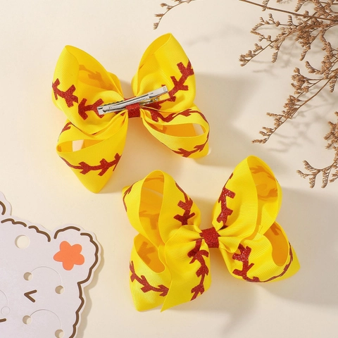 Fermagli per Capelli a Fiocco in Nastro Grosgrain con Motivo Baseball e Fiocchi di Neve per Ragazze Fiocchi Fatti a Mano