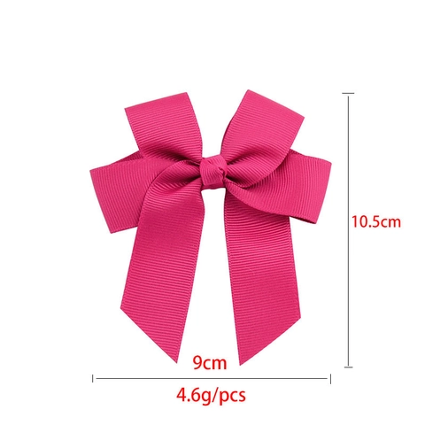 Handmade Polyester Grosgrain Ribbon Bow Hair Clip With Long Streamer Sweet Solid Color Alligator Clip For Baby Girls Kids
