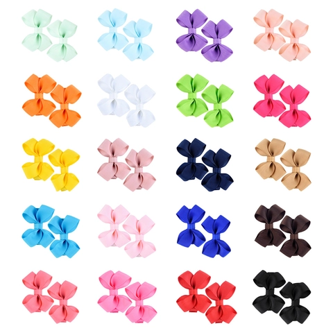 Handmade Grosgrain Ribbon Bowknot Hair Clips For Girls Contrast Color Plaid Alligator Clips Cute Baby Toddler Hair Accessories