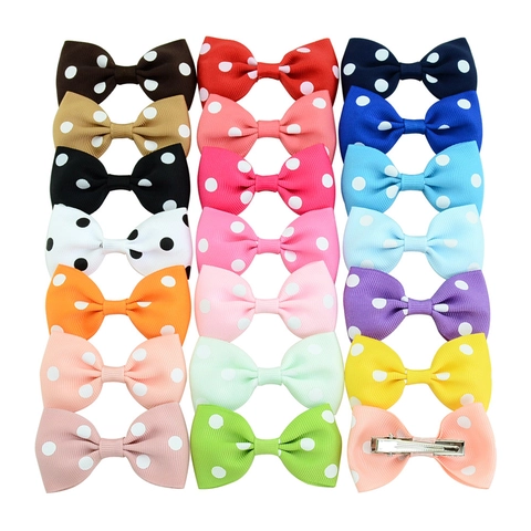 Grosgrain Ribbon Bow Hair Clips With Polka Dot Pattern Sweet Hair Accessories For Kids Baby Girls Daily Party Hairpin