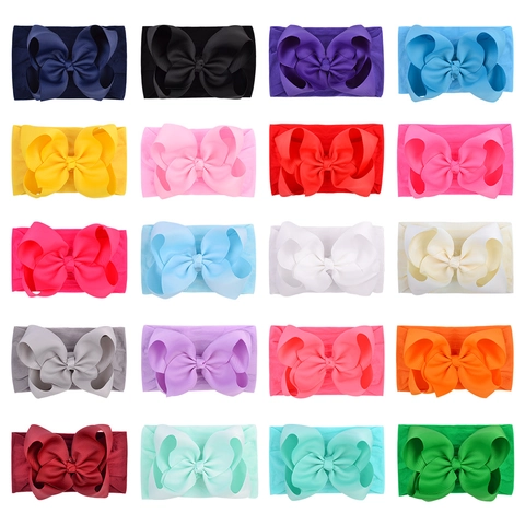 Diadema de Nailon Suave y Elástica para Bebé con Lazo Grande de Cinta de Falla Accesorio para el Cabello Niños