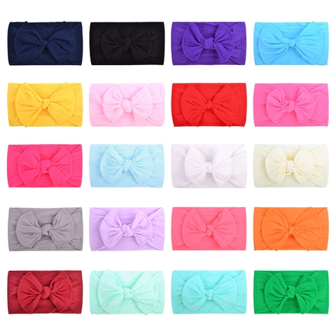 Super Soft Nylon Elastic Baby Headbands With Large Bowknot For Newborn Infant Toddler Girls Hair Accessories 20 Colors
