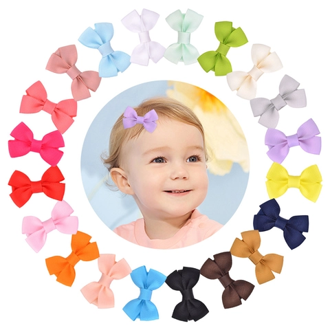 Handmade Grosgrain Ribbon Bow Hair Clips For Toddler Girls Kids Sweet Solid Color Alligator Clips Fashion Hair Accessories