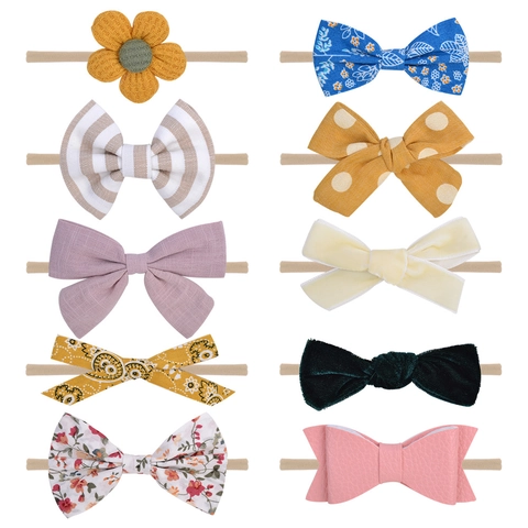 Fasce per Capelli Neonato Fatte a Mano per Neonati e Bambini Morbida Fascia Elastica in Tessuto con Fiocco e Fiori Accessori