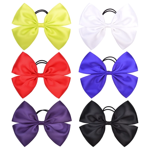 Grote Satijnen Strik Haarelastiekjes Voor Kinderen Meisjes Haaraccessoires Handgemaakt Polyester Lint Strik Elastische Haarbanden