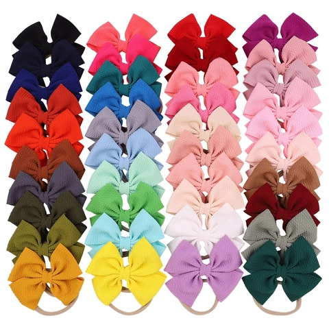 Baby Bow Headband Soft Nylon Elastic Hair Band Large Textured Bowknot Headwrap For Infants Toddlers Girls Hair Accessories
