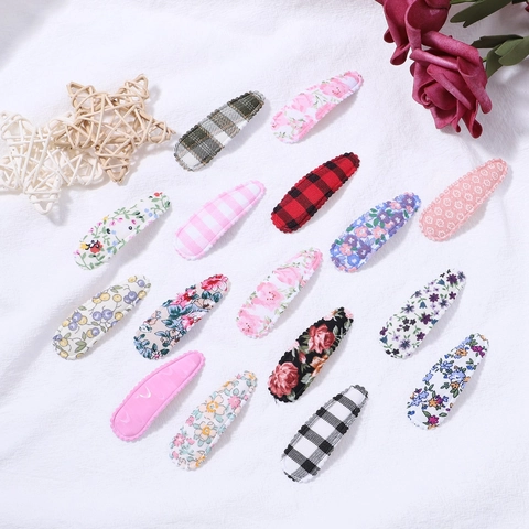 Fermagli per Capelli Snap in Tessuto per Ragazze Donna Vintage Gingham Quadri Floreali Fatti a Mano Accessorio Capelli per Scuola