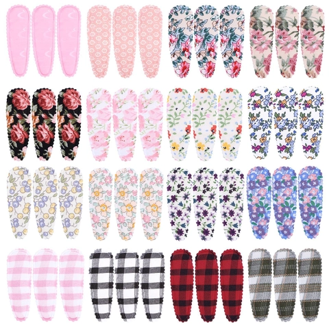 Fermagli per Capelli Snap in Tessuto per Ragazze Donna Vintage Gingham Quadri Floreali Fatti a Mano Accessorio Capelli per Scuola