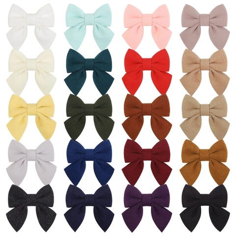 Handmade Ribbon Bow Duckbill Hair Clips For Girls Princess Sweet Polyester Fabric Hair Accessories In 20 Colors For Kids