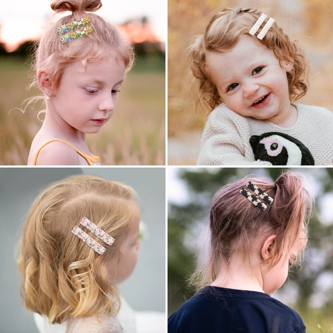 Set di Fermagli per Capelli Rivestiti in Tessuto per Bambine Ricamo Floreale Vintage Fermagli a Cocodrillo per Acconciature