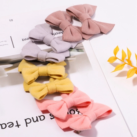 Handmade Ribbon Bow Duckbill Hair Clips For Girls Princess Sweet Polyester Fabric Hair Accessories In 20 Colors For Kids