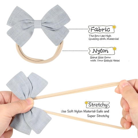 Handmade Baby Girls Bow Headband High Elastic Nylon Hair Band Polyester Bow Ribbon Headwear For Infant Newborn Toddler Daily Photo Accessories