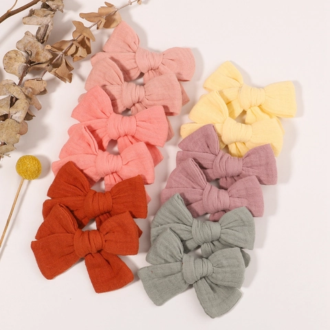 Handgemaakte Stof Strik Haarspeldjes Voor Baby Meisjes Kinderen Pastoraal Stijl Strik Alligator Clips Hoofddeksel Accessoires