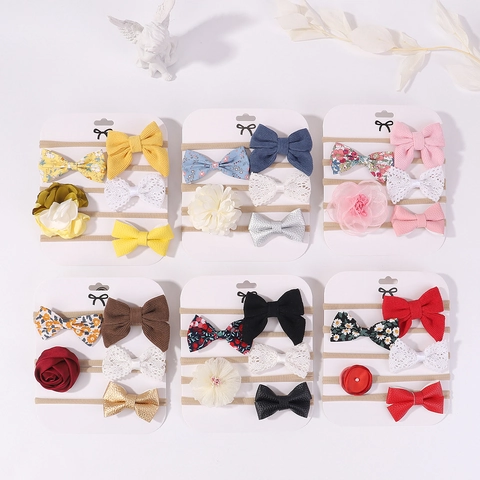 Fascia per Capelli per Neonata con Fiocco Fascia Elastica in Nylon Accessorio Floreale in Pizzo per Neonati Bambini Decorazione per Capelli