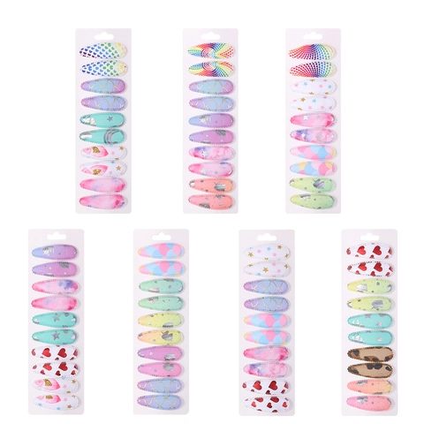 Kinder Meisjes Stof Snap Clips Variëteit Bedrukte Harten Eenhoorn Ster Regenboog Patroon Haaraccessoires Collectie