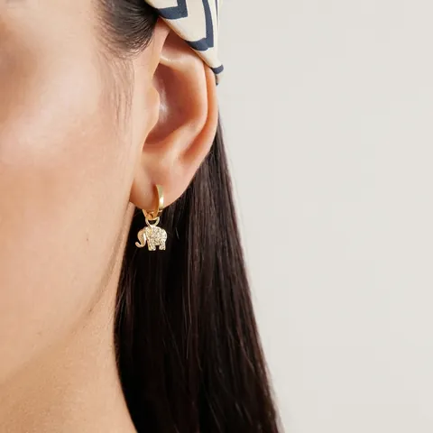 Pendientes de Aro de Acero Inoxidable con Diamantes de Imitación de Elefante Dorado para Mujer Joyas de Moda