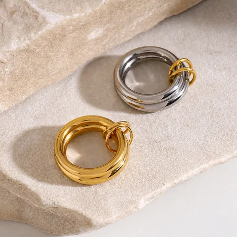 Minimalist Stainless Steel Interlocking Ring Set For Unisex 18K Gold Silver Plated Stackable Smooth Band Rings Fashion Jewelry