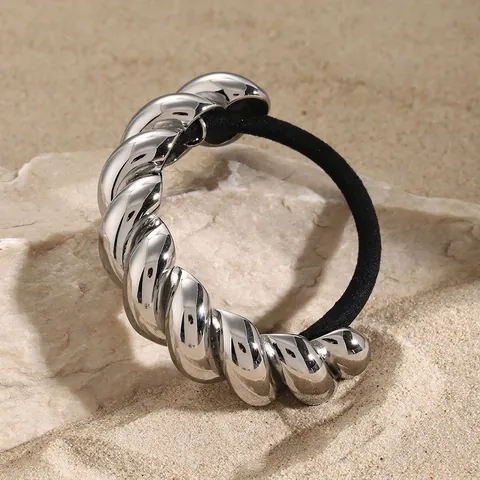 Damen Edelstahl Zopf Haargummi Minimalistisch Spirale Metall Scrunchie Hochelastisch Pferdeschwanz Halter Mode Haar Accessoires