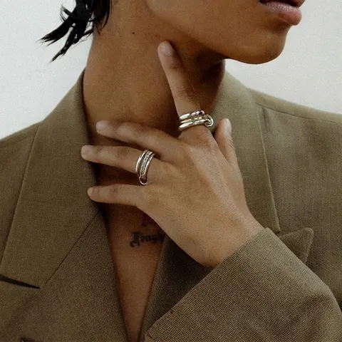 Minimalistische Edelstahl Ineinandergreifende Dreifarbige Ringe Für Damen Herren Geometrische Strass Verbundene Fingerring Mode Schmuck Geschenk