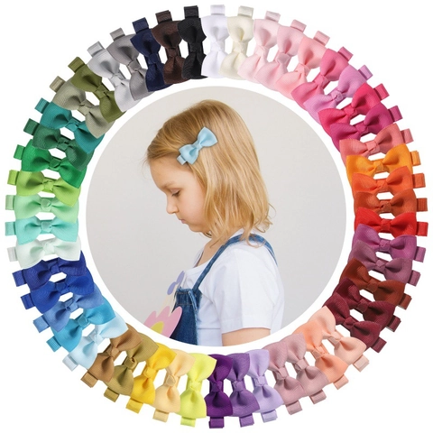 Handmade Grosgrain Ribbon Bow Hair Clips For Girls Candy Color Sweet Bowknot Alligator Clips Kids Hair Accessories