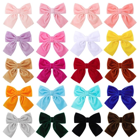 Pinzas para el Cabello con Lazo de Terciopelo para Niñas Dulces Pinzas Laterales de Color Sólido Accesorios para el Cabello Hechos a Mano