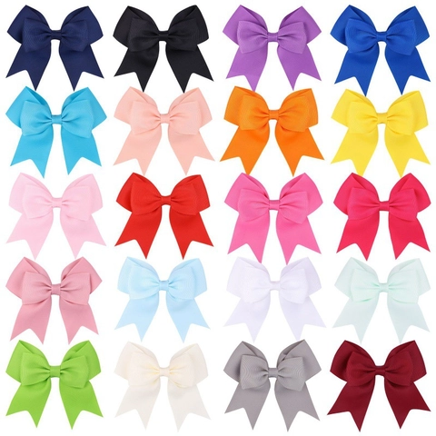 Handmade Grosgrain Ribbon Bow Hair Clips For Girls Boutique Candy Color Kids Large Hair Bows Sweet Girl Hair Accessories